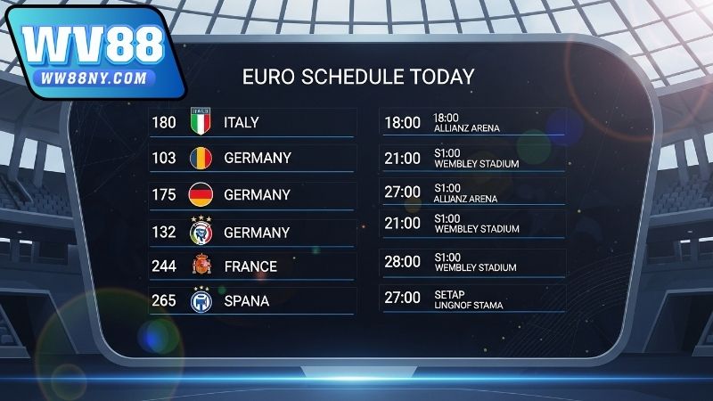 Lịch thi đấu Euro hôm nay – Cập nhật nhanh từng trận 3 Điểm nhấn từ lịch thi đấu Euro hôm nay
