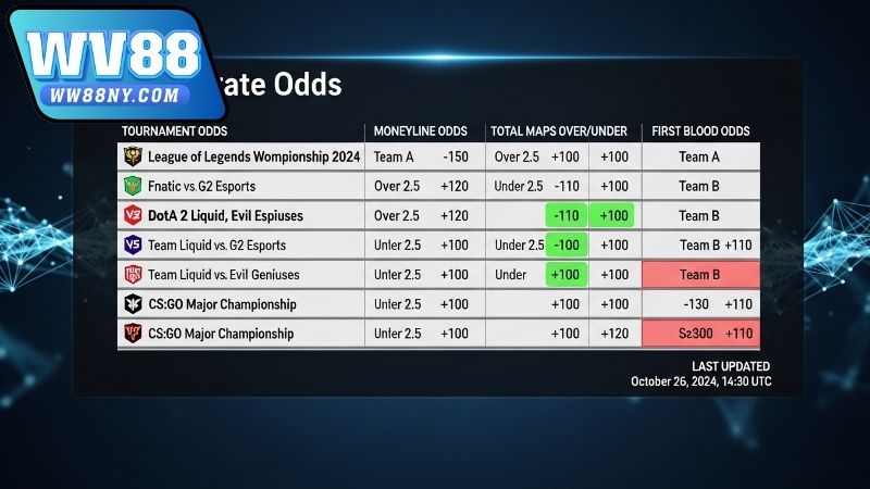 Tổng hợp bảng kèo Esports theo giải đấu tại WW88 3 Cách đọc tổng hợp bảng kèo Esports theo giải đấu tại WW88